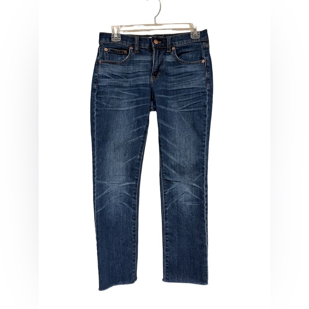 Madewell Size 24 Raw Hem Dark Wash Cropped Denim Blue Jeans Midrise